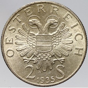 Rakousko, republika, 2 schilling 1935 Lueger. KM-2855