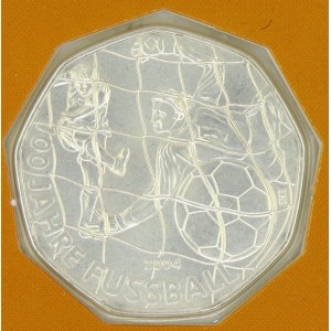 Rakousko, republika, 5 € 2004 fotbal (Ag), orig. papír. přebal
