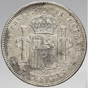 Španělsko, 5 peseta 1892 PG-M. KM-86. hry