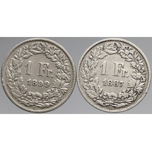 Švýcarsko, 1 frank 1887, 1899. KM-24