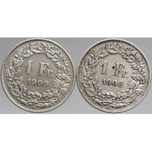 Švýcarsko, 1 frank 1908, 1909. KM-24