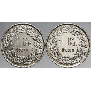 Švýcarsko, 1 frank 1928, 1931. KM-24