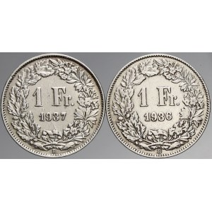 Švýcarsko, 1 frank 1936, 1937. KM-24