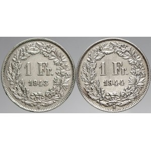 Švýcarsko, 1 frank 1943, 1944. KM-24