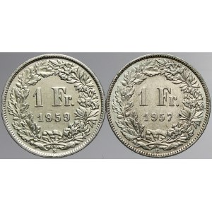 Švýcarsko, 1 frank 1957, 1959. KM-24