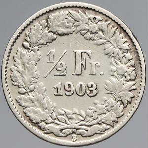 Švýcarsko, ½ frank 1903. KM-23