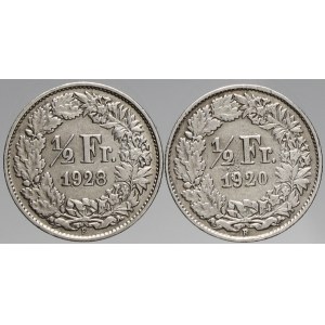 Švýcarsko, ½ frank 1920, 1928. KM-23