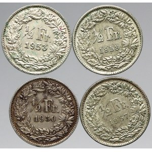 Švýcarsko, ½ frank 1950, 1953, 1958, 1959. KM-23