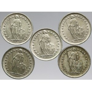 Švýcarsko, ½ frank 1960, 1962, 1963, 1964, 1965. KM-23