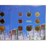 Evropa - sady oběhových mincí, Belgie. 1 c. - 2 € 1999, 2000, 2001. Euro intro set...