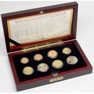 Evropa - sady oběhových mincí, Belgie. 1 c. - 2 € 2000. Uloženo v dřevěné etui