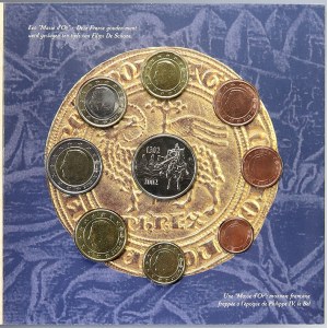 Evropa - sady oběhových mincí, Belgie. 1 c. - 2 € 2003 700 let bitvy o zlaté ostuhy...
