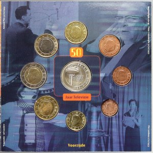 Evropa - sady oběhových mincí, Belgie. 1 c. - 2 € 2003 50 let televize...