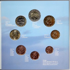 Evropa - sady oběhových mincí, Finsko. 1c. - 2 € 2002. Obsahuje žeton mincovny...