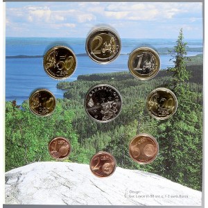 Evropa - sady oběhových mincí, Finsko. 1c. - 2 € 2003 Laponsko - země zlata. Obsahuje žeton mincovny...