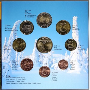 Evropa - sady oběhových mincí, Finsko. 1c. - 2 € 2004 Rozšíření EU. Obsahuje žeton mincovny...