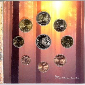 Evropa - sady oběhových mincí, Finsko. 1c. - 2 € 2005. Obsahuje 5 € MS v atletice v Helsinkách...