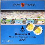 Evropa - sady oběhových mincí, Finsko. 1c. - 2 € 2005. Obsahuje 5 € MS v atletice v Helsinkách...