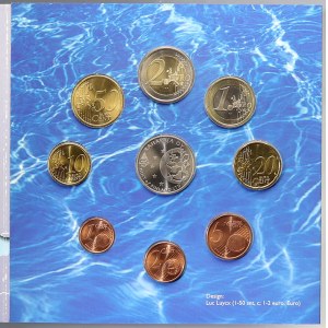 Evropa - sady oběhových mincí, Finsko. 1c. - 2 € 2005 Ochrana životního prostředí. Obsahuje žeton mincovny...
