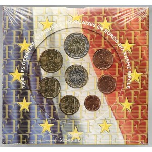 Evropa - sady oběhových mincí, Francie. 1c. - 2 € 2000. Původní papírový přebal ve folii