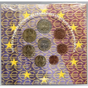 Evropa - sady oběhových mincí, Francie. 1c. - 2 € 2001. Původní papírový přebal ve folii