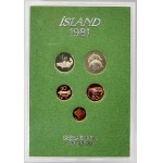 Evropa - sady oběhových mincí, Island. 5 aurar - 5 kroonor 1981. Plastová etue...