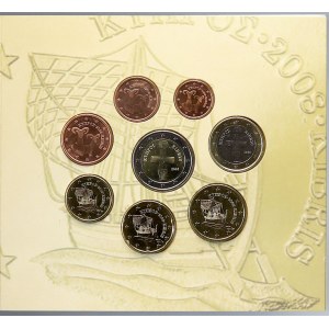Evropa - sady oběhových mincí, Kypr. 1c. - 2 € 2008. Papírový přebal
