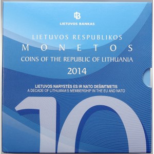 Evropa - sady oběhových mincí, Litva. Sada oběhových mincí 2014 (10 c. - 5 L + žeton) - NATO, orig...