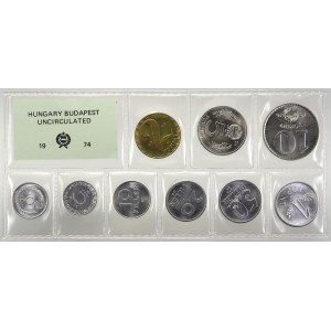 Evropa - sady oběhových mincí, Maďarsko. Sada oběhových mincí 1974 (2 fill. - 10 Ft.), orig...