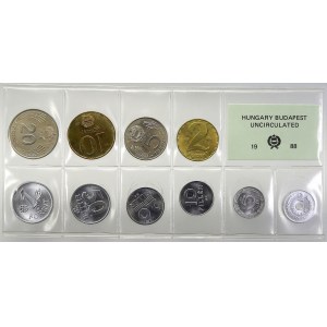 Evropa - sady oběhových mincí, Maďarsko. Sada oběhových mincí 1988 (2 fill. - 20 Ft.), orig...