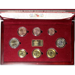 Evropa - sady oběhových mincí, Malta. 1 c. - 2 € 2008. Uloženo v dřevěné etui