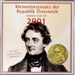 Evropa - sady oběhových mincí, Rakousko. 10 gr. - 20 sch. 2001. Papírový přebal...