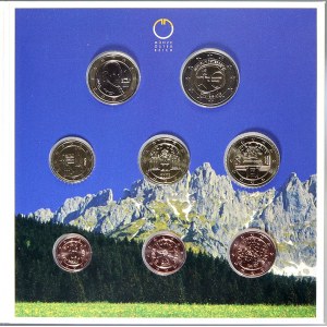 Evropa - sady oběhových mincí, Rakousko. 1c. - 2 € 2009. 2 € zavedení jednotné měny. Papírový přebal...