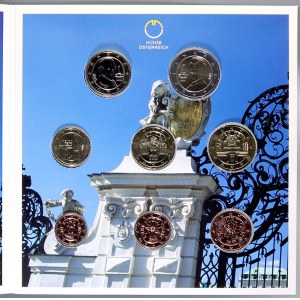 Evropa - sady oběhových mincí, Rakousko. 1c. - 2 € 2010. Papírový přebal
