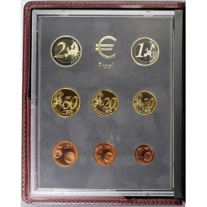 Evropa - sady oběhových mincí, Rakousko. 1c. - 2 € 2007. 2€ římská smlouva. Koženkový přebal, papírová krabice...