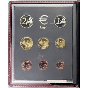 Evropa - sady oběhových mincí, Rakousko. 1c. - 2 € 2008. Koženkový přebal, papírová krabice...