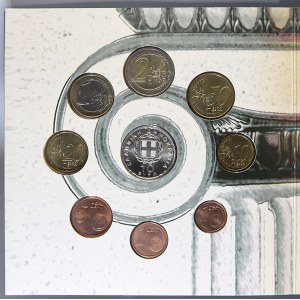Evropa - sady oběhových mincí, Řecko. 1c. - 2 € 2003. Součástí sady je 10 € 2003 Předsednictví Řecka v EU. Ag 925/000 ...
