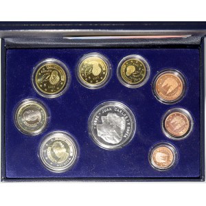 Evropa - sady oběhových mincí, Španělsko. 1c. - 2 € 2002. Obsahuje 12€ Ag sňatek Juan Carlos a Sofie...
