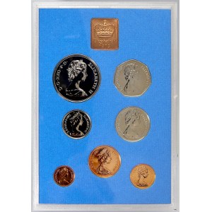 Evropa - sady oběhových mincí, Velká Británie. 1/2 p. - 50 p. 1972. 25 pence na svatbu Alžběty II. a prince Philipa...