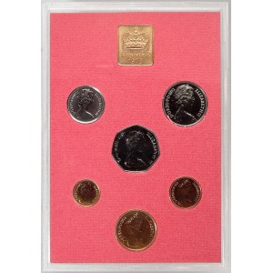 Evropa - sady oběhových mincí, Velká Británie. 1/2 p. - 50 p. 1973. Žeton mincovny...