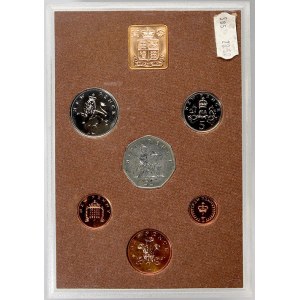 Evropa - sady oběhových mincí, Velká Británie. 1/2 p. - 50 p. 1974. Žeton mincovny...