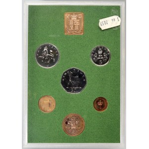 Evropa - sady oběhových mincí, Velká Británie. 1/2 p. - 50 p. 1975. Žeton mincovny...