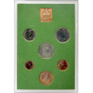 Evropa - sady oběhových mincí, Velká Británie. 1/2 p. - 50 p. 1975. Žeton mincovny...