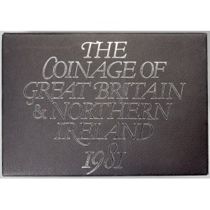 Evropa - sady oběhových mincí, Velká Británie. 1/2 p. - 50 p. 1981. Žeton mincovny...