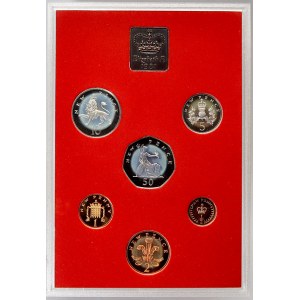 Evropa - sady oběhových mincí, Velká Británie. 1/2 p. - 50 p. 1981. Žeton mincovny...