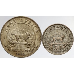 Britská Východní Afrika, 50 cent 1922, 1 shilling 1922 H. KM-20, 21