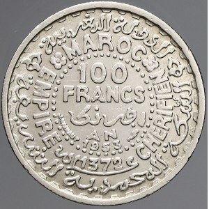 Maroko, 100 Fr. 1953. KM-52
