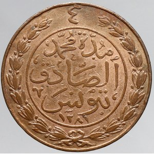 Tunisko, 4 kharub AH1281/1865. KM-158