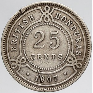 Belize - Britský Honduras, 25 cent 1907. KM-12. hr.