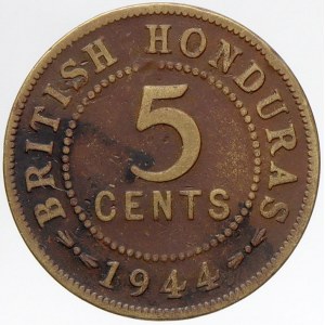 Belize - Britský Honduras, 5 cent 1944. KM-22a